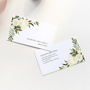 Carte De Visite Aquarelle florale d'ivoire