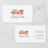 Carte De Visite Aquarelle florale du coeur mou et capricieux (Devant / Derrière)