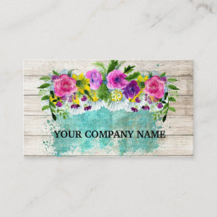 Carte De Visite Aquarelle florale en bois élégante moderne de