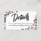 Carte De Visite Aquarelle florale en gras et script Enregistrer la (Dos)