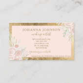 Carte De Visite Aquarelle florale floue rose cadre doré (Dos)