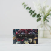 Carte De Visite Aquarelle florale foncée bordeaux noir (Debout devant)