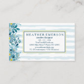 Carte De Visite Aquarelle Florale | Hydrangeas bleues et jaunes (Dos)