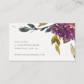 Carte De Visite Aquarelle florale marine jaune bleu bordeaux (Dos)