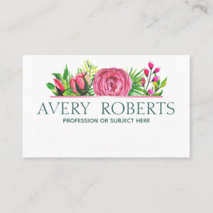 Carte De Visite Aquarelle florale moderne classique