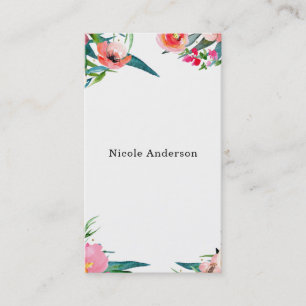 Carte De Visite Aquarelle florale moderne Été Tropical Chic