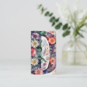 Carte De Visite Aquarelle florale monogramme D Daisy Code QR Logo (Debout devant)