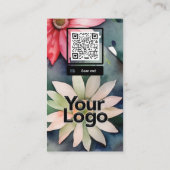 Carte De Visite Aquarelle florale monogramme D Daisy Code QR Logo (Dos)
