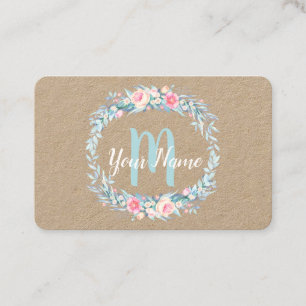 Carte De Visite Aquarelle Florale Monogramme initial