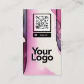 Carte De Visite Aquarelle florale monogramme L Daisy Code QR Logo (Dos)