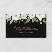 Carte De Visite Aquarelle Florale Noir Script Élégant Moderne (Devant)