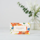 Carte De Visite Aquarelle Florale Orange Jaune Moderne Boho Chic (Debout devant)