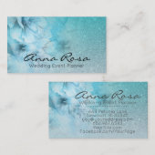 Carte De Visite *~* Aquarelle florale Parties scintillant céleste  (Devant / Derrière)
