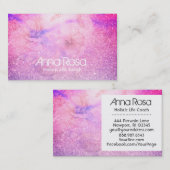 Carte De Visite *~* Aquarelle Florale rose bleu pourpre (Devant / Derrière)