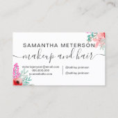 Carte De Visite Aquarelle florale rose menthe monogrammée (Dos)