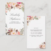 Carte De Visite Aquarelle florale rose pâle Élégante (Devant / Derrière)