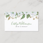 Carte De Visite Aquarelle Florale Script élégant Or Blanc Moderne (Devant)