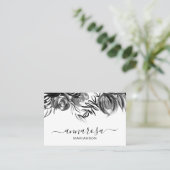 Carte De Visite *~* Aquarelle florale simple noire Élégante Fleur  (Debout devant)