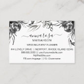 Carte De Visite *~* Aquarelle florale simple noire Élégante Fleur  (Dos)