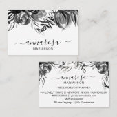 Carte De Visite *~* Aquarelle florale simple noire Élégante Fleur  (Devant / Derrière)