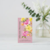 Carte De Visite Aquarelle florale tendance dusty rose logo qr code (Debout devant)