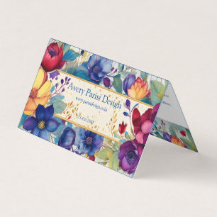 Carte De Visite Aquarelle florale vintage pliée