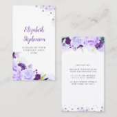 Carte De Visite Aquarelle florale violette Élégante et moderne (Devant / Derrière)