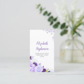Carte De Visite Aquarelle florale violette Élégante et moderne (Debout devant)