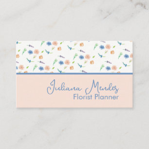 Carte De Visite Aquarelle Florales sauvages Pêche à la crème végét