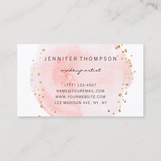 Carte De Visite Aquarelle floue Points Cercle Or (Dos)