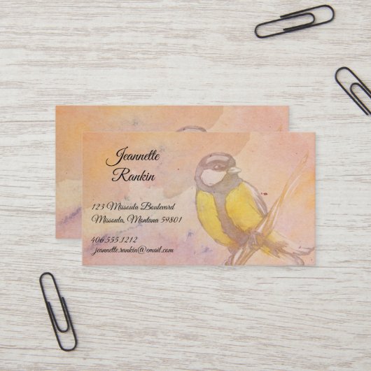 Carte De Visite Aquarelle Flying Bird (Devant/Arrière en situation)