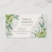 Carte De Visite Aquarelle Foliage Feuille Verdure Élégante (Dos)