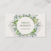 Carte De Visite Aquarelle Foliage Feuille Verdure Élégante (Devant)