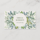 Carte De Visite Aquarelle Foliage Feuille Verdure Élégante (Devant)