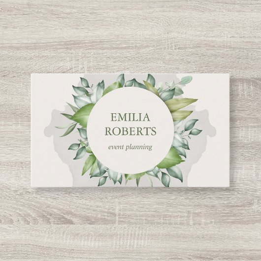 Carte De Visite Aquarelle Foliage Feuille Verdure Élégante
