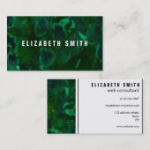 Carte De Visite Aquarelle foncée de marbre de vert vert (Devant / Derrière)