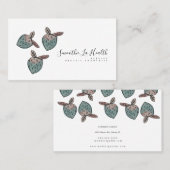 Carte De Visite Aquarelle Fraise Doodle rose bleu (Devant / Derrière)