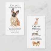 Carte De Visite Aquarelle French Buldog Pet Sitter Chien Walker (Devant / Derrière)