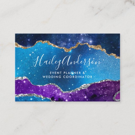 Carte De Visite Aquarelle Galaxy & Parties scintillant Or Aquarell (Devant)