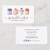 Carte De Visite Aquarelle Gâteaux Et Douceurs À Couleur Douce  (Devant / Derrière)