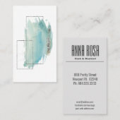 Carte De Visite Aquarelle géométrique Girly d'argent et de (Devant / Derrière)