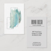 Carte De Visite Aquarelle géométrique Girly d'argent et de (Devant / Derrière)