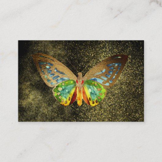 Carte De Visite *~* Aquarelle Gold Butterfly Gold Parties scintill (Devant)