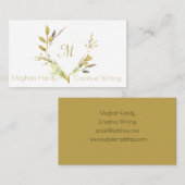 Carte De Visite Aquarelle Gold et Gris Frame (Devant / Derrière)