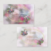 Carte De Visite Aquarelle Gold Frame Fleurs Abstraites Chic Modern (Devant / Derrière)