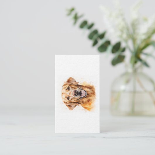 Carte De Visite Aquarelle Golden Labrador Retriever Chien (Debout devant)