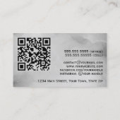 Carte De Visite Aquarelle gris Abstrait avec code QR argenté (Dos)