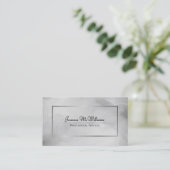 Carte De Visite Aquarelle gris Abstrait avec code QR argenté (Debout devant)