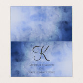 Carte De Visite Aquarelle gris bleu monogramme (Extérieur déplié)