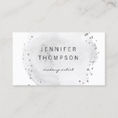 Carte De Visite Aquarelle gris Cercle Points Argent  (Devant)